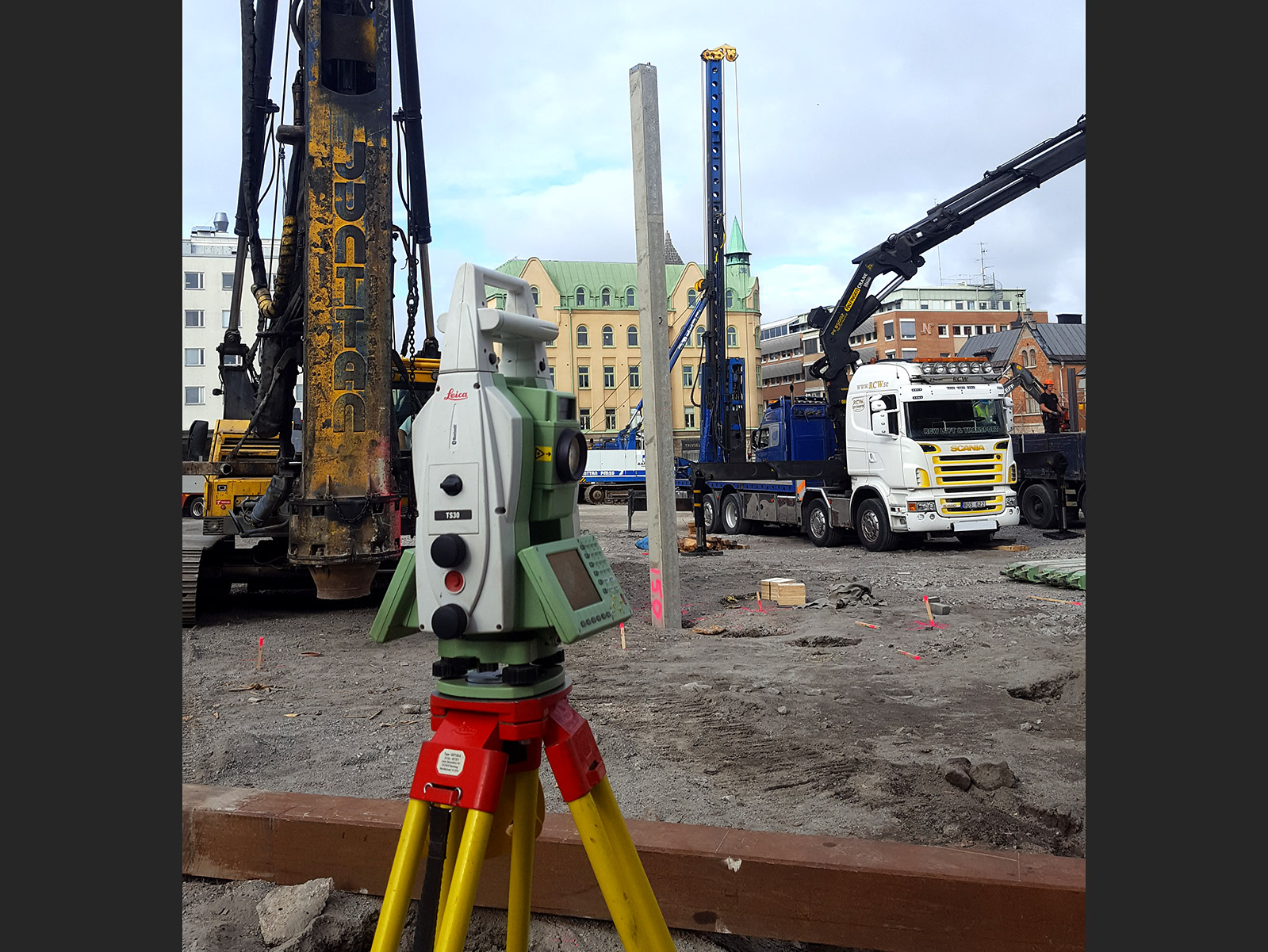 Mätning vid bygget av parkeringshus under Nya Torget, Norrköping