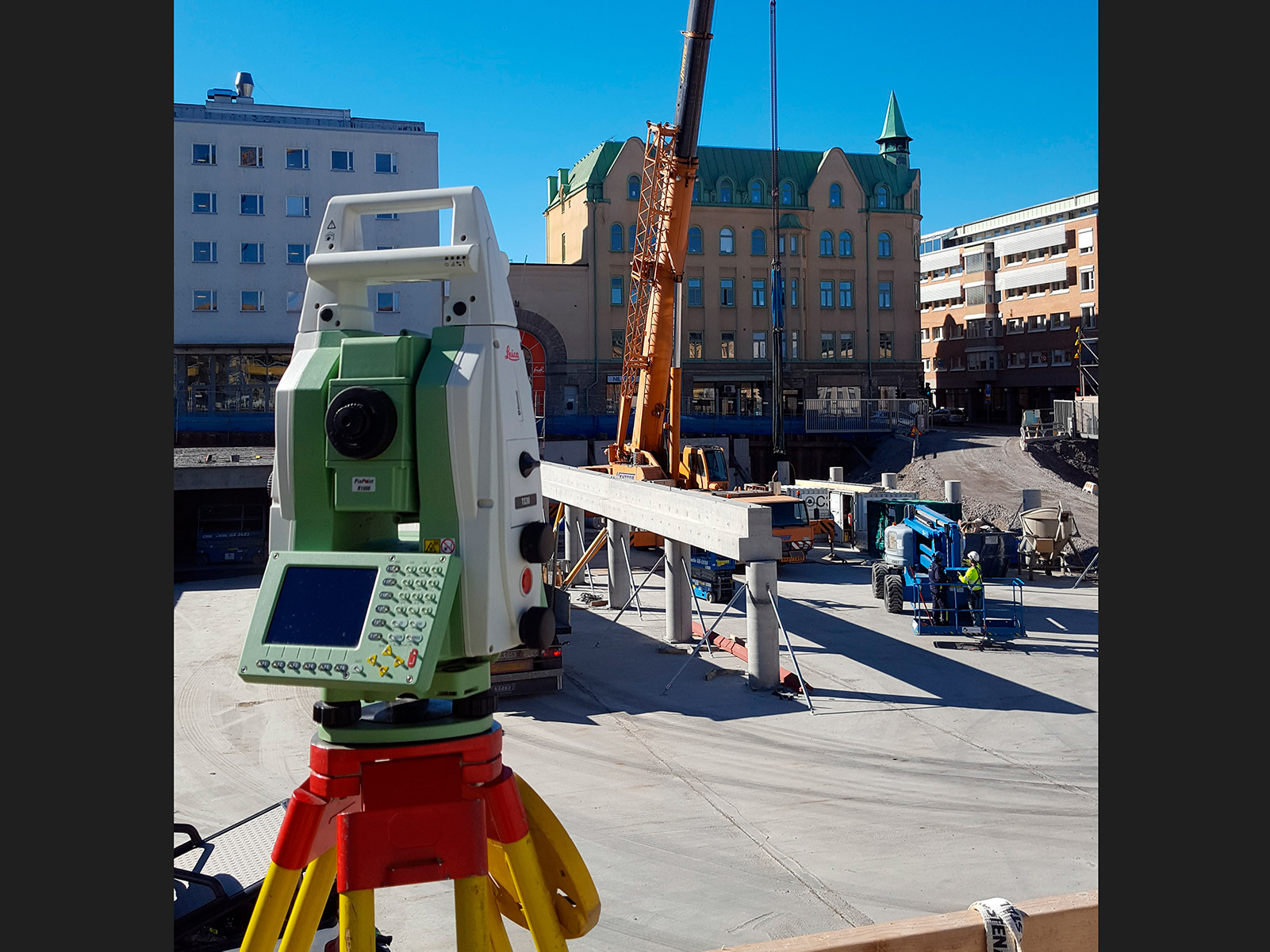 Mätning vid bygget av parkeringshus under Nya Torget, Norrköping