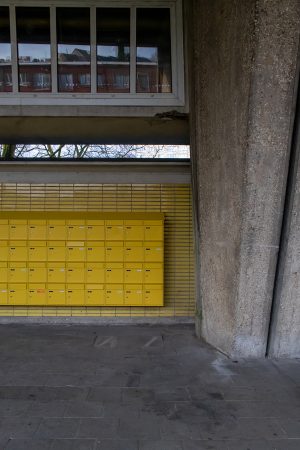 The Cure for Boredom - Yellow Mailboxes and Concrete Column I - By Magalie Descamps