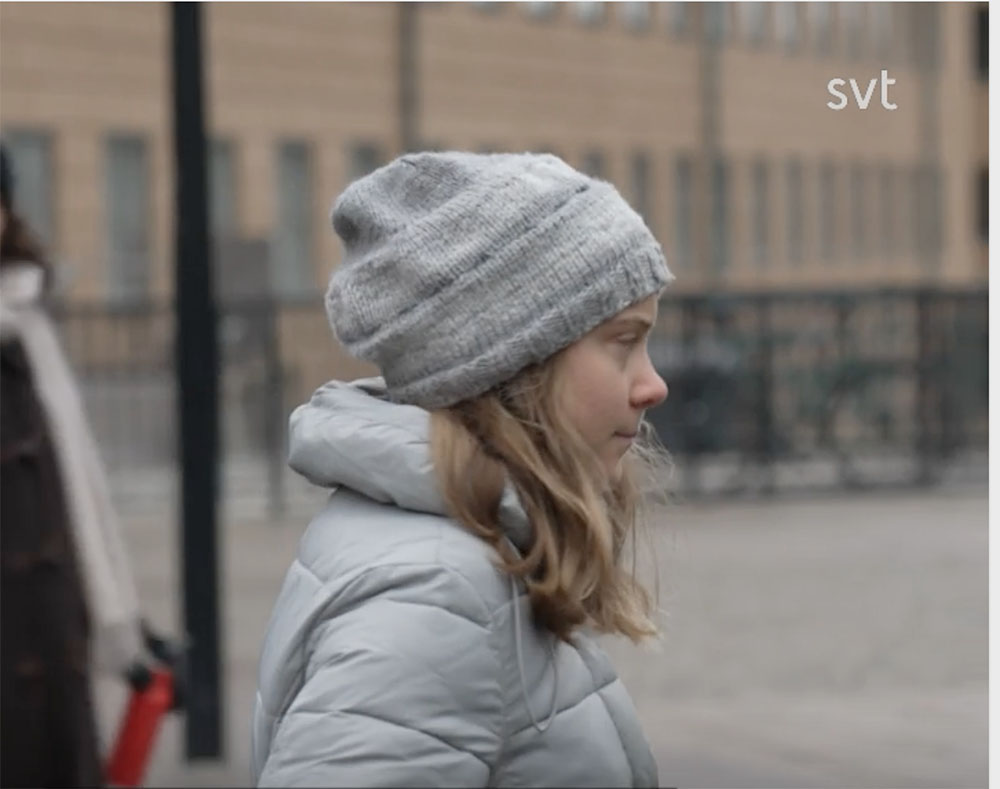 Greta Thunberg, la activista fundadora de Fridays for Future. Foto: Captura de pantalla/SVT.