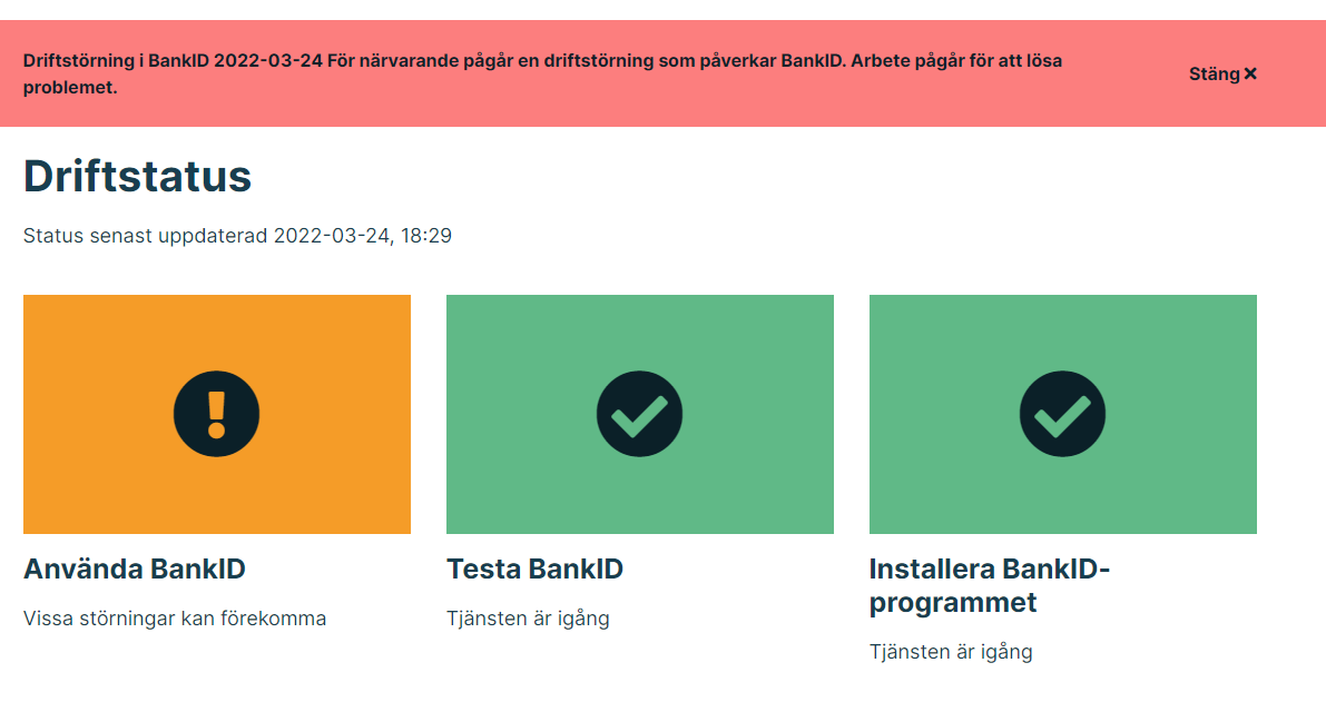 När BankID slutar fungera