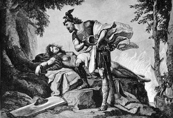 Hero Siegfried awakens Brunhild