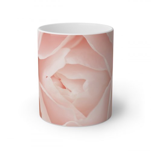 "Exquisite 'Rose Reverie Mug' - A delicate pale rose design on a premium ceramic mug.