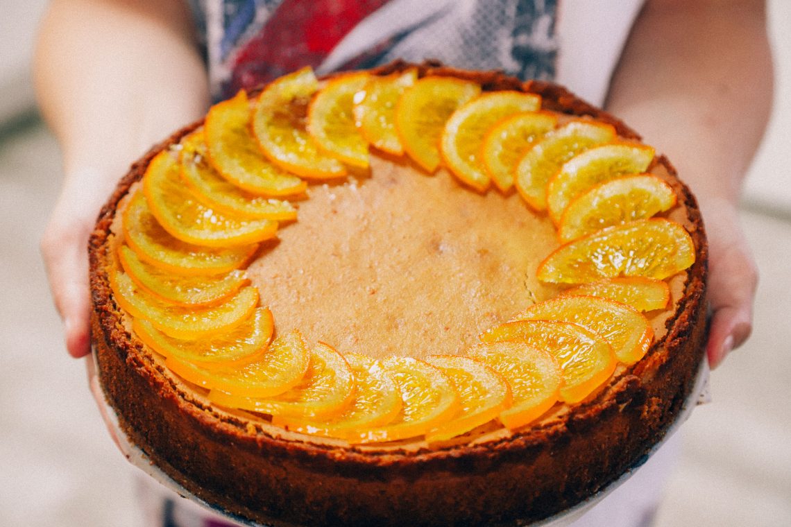 recept voor vegan cheesecake met sinaasappel