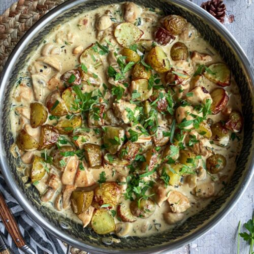 Kylling og kartofler i svampesauce Majspassion