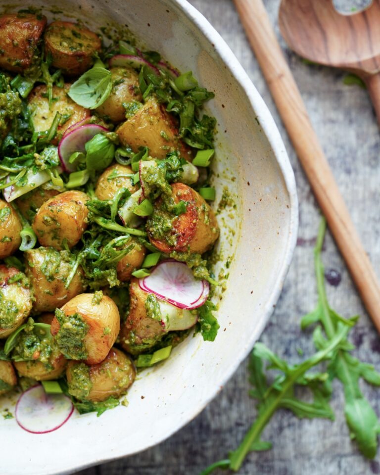 Kartoffelsalat Med Bagte Kartofler Og Ruccola Pesto Majspassion 