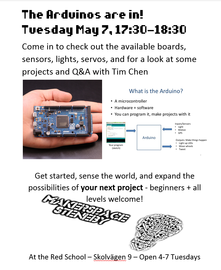 Arduinos at the Open Makerspace May 7th at 5:30
