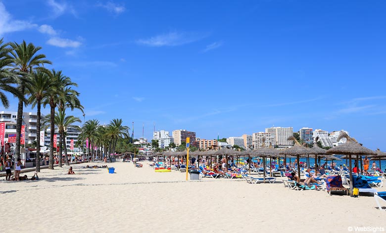 Den flotte stranden i Magaluf på Mallorca