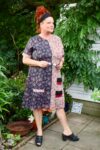 Mønstret tunika / kjole i patchwork stil i blød naturlig bomuld