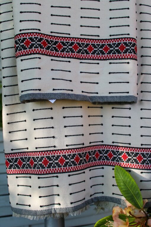 Turkish towel set border in red, black and white nuances