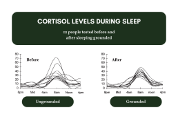 Cortisol levels of 12 people tested before and after sleeping grounded