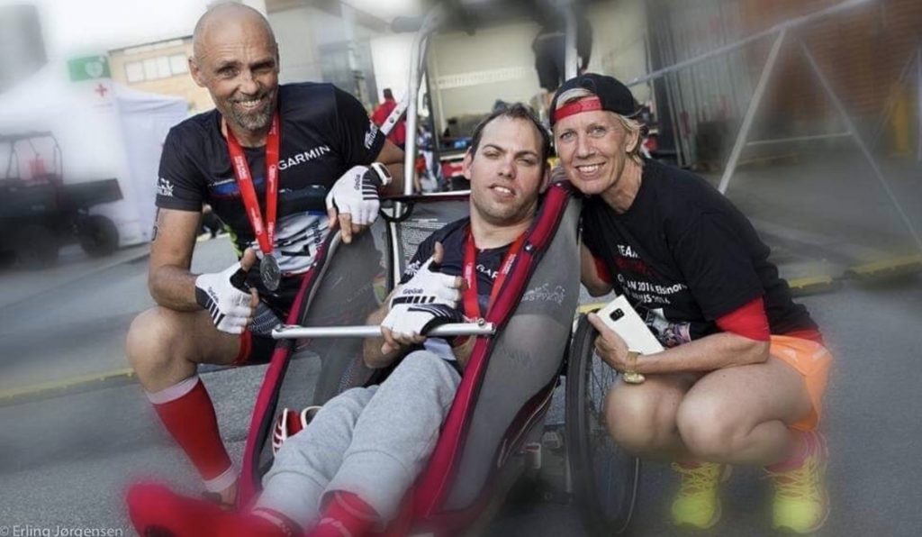 Team Christoffer til Challenge Herning 2018. Donald, hans kone Helle Norup Smith og Christoffer. Privatfoto.