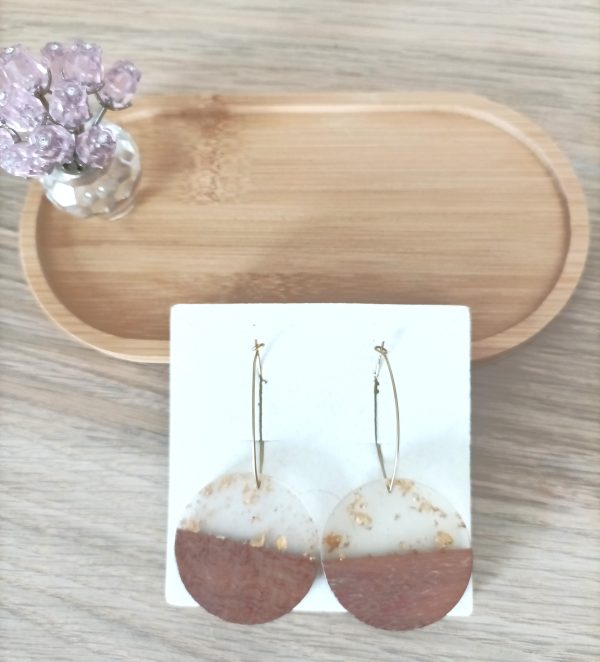 Gemma Earrings Gold Wood