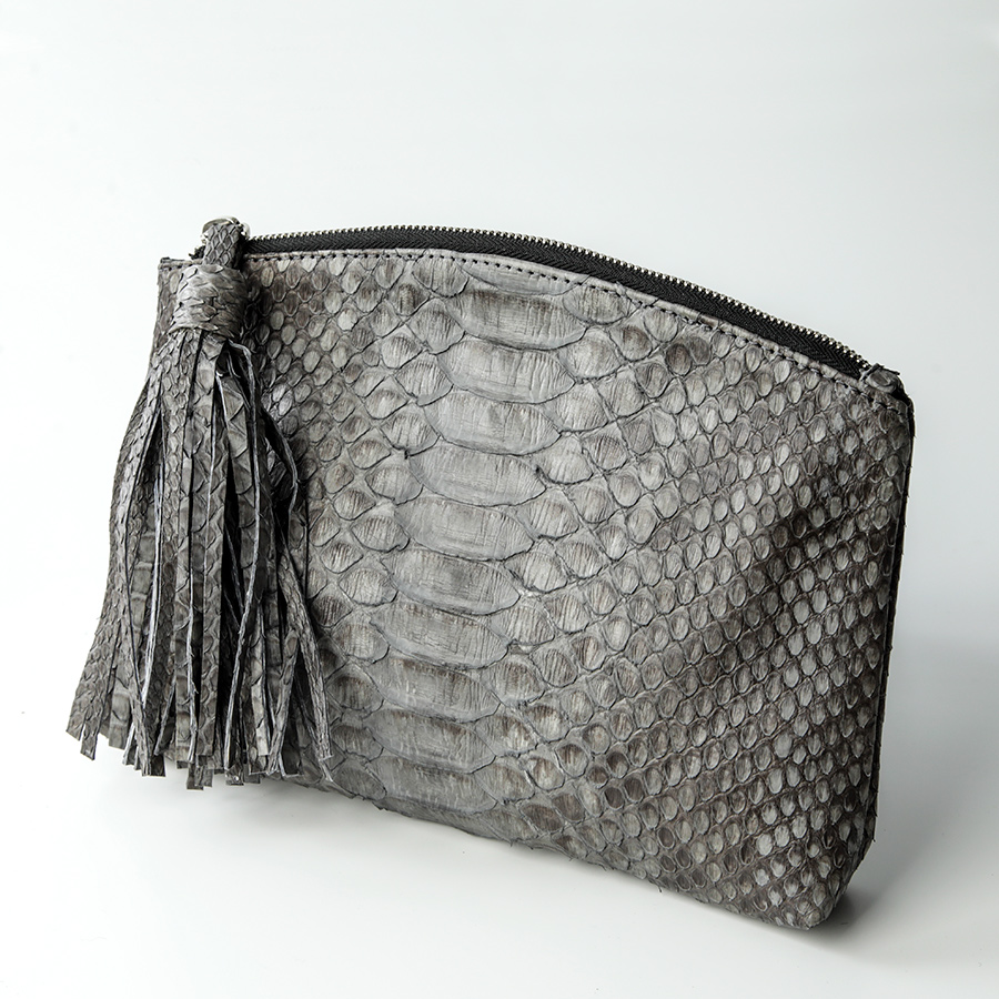 Håndtaske grå python skind - Kundalini Beauty Clutch