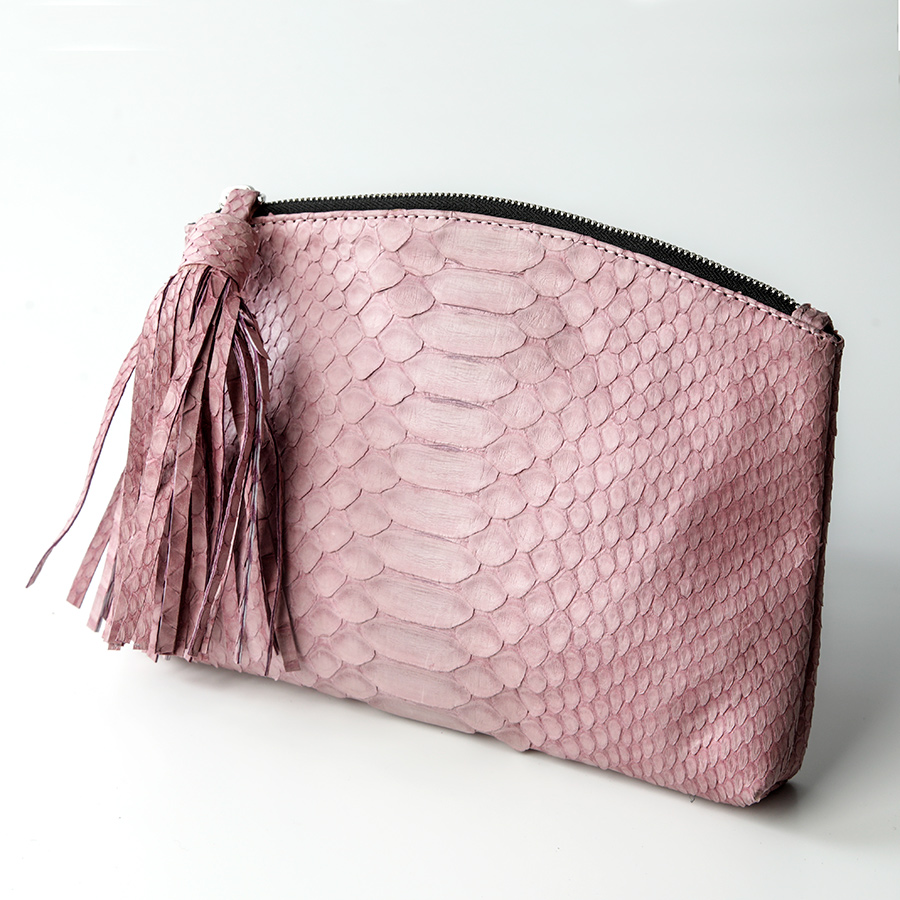 håndtaske python skind - rosa - kundalini beauty clutch