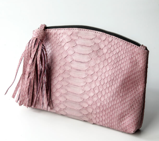 håndtaske python skind - rosa - kundalini beauty clutch
