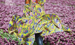 Tulip fields with woman Fashion Harper Bazaar