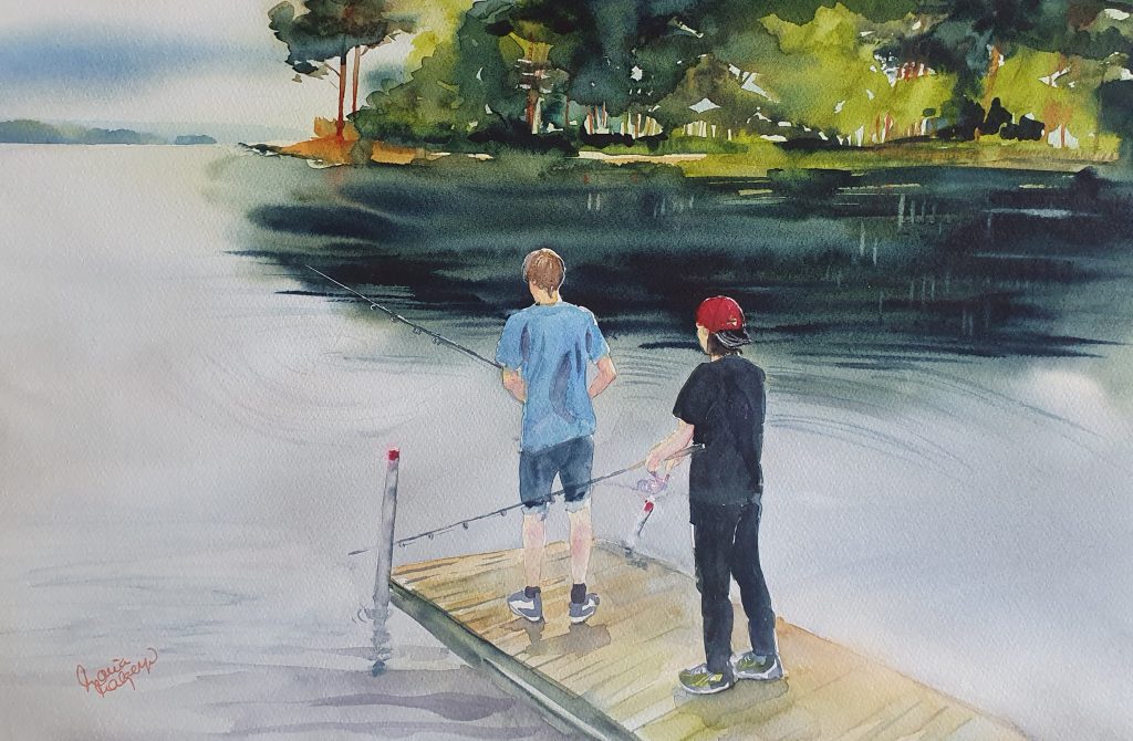 "Fiske på Axsjöns brygga" av Maria Malgeryd