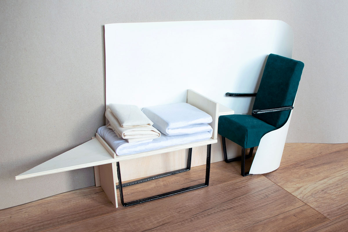 Model of a modular seat / bed for a night train