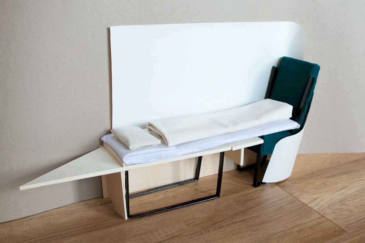 Model of a modular seat / bed for a night train