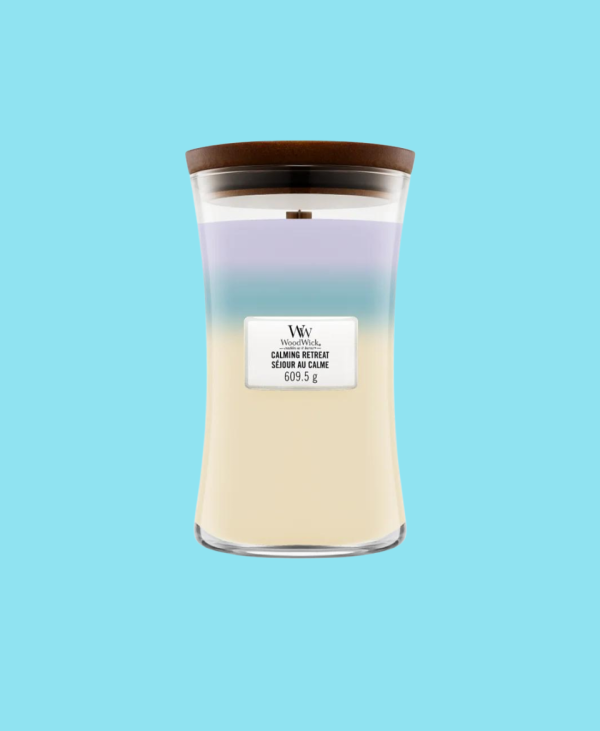 Woodwick Trilogy Calming Retreat bougie parfumée avec mèche en bois 609.5g