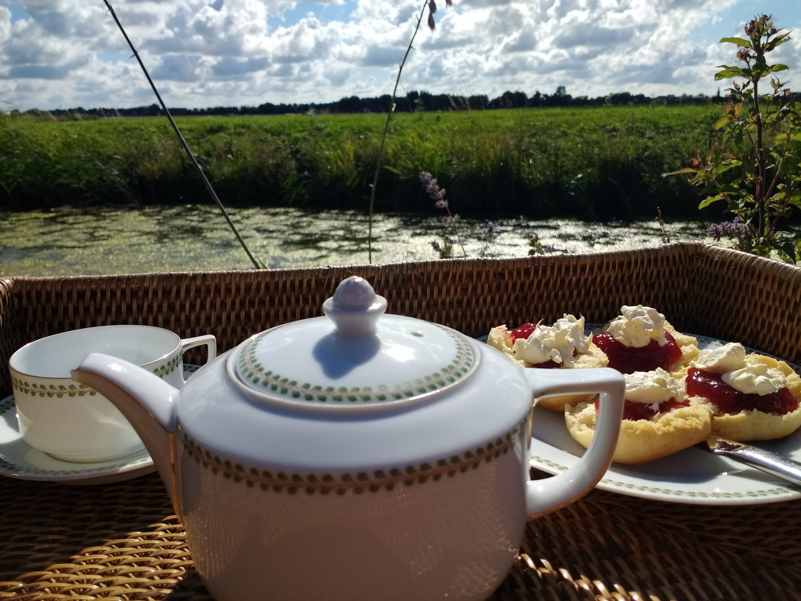 cream tea scones met clotted cream, strawberry preserve en Tea