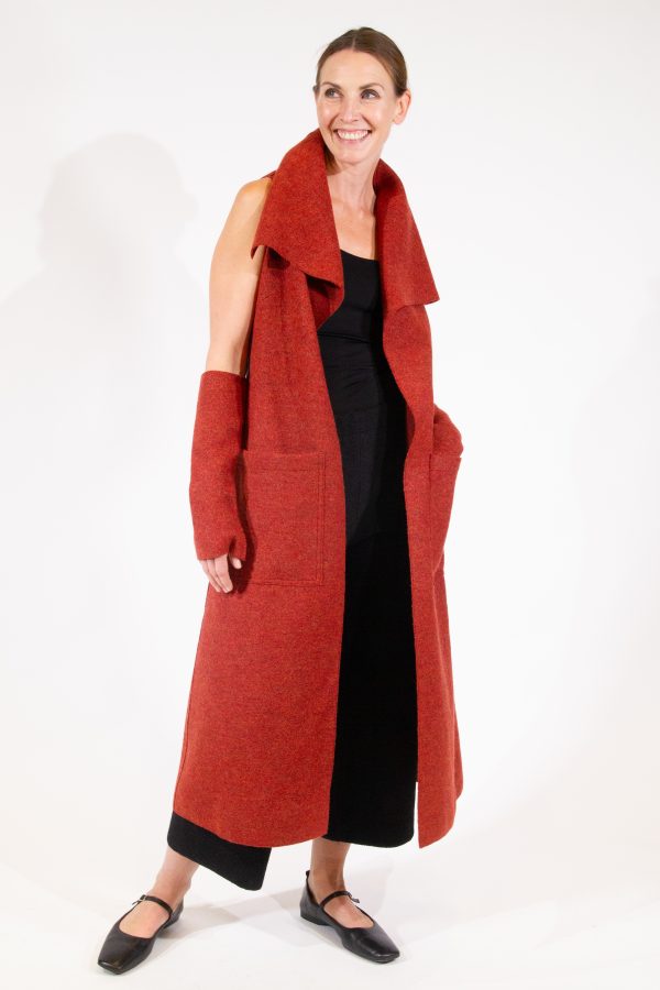 REIKO, Long Vest in Boiled Wool - Image 2