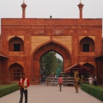 Taj east gate - our hotel was just behind the green sign