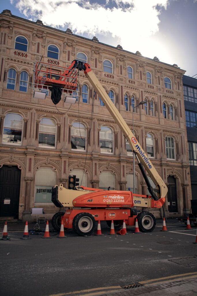 a crane that is sitting in the street