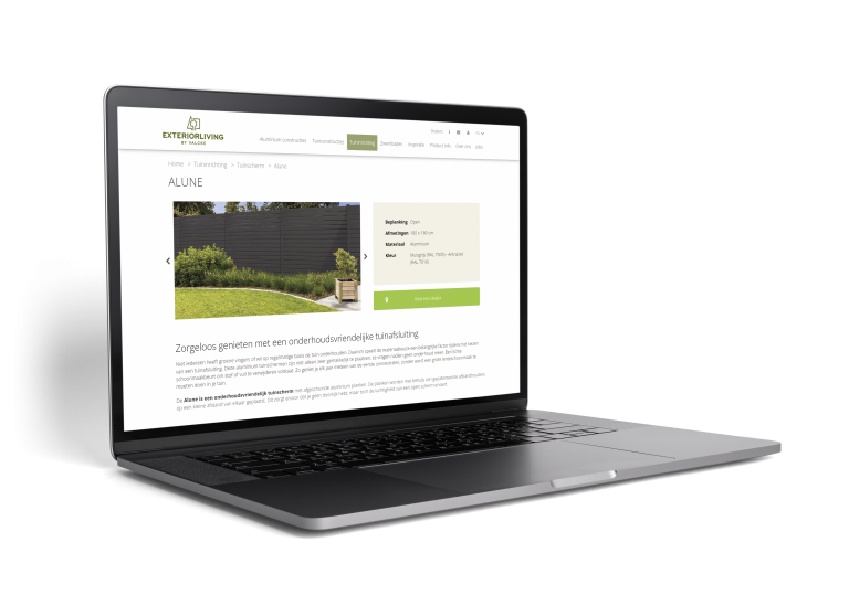 Exterior Living website in Umbraco - Gwendolyne Schmetz Freelance Website Onderhoud