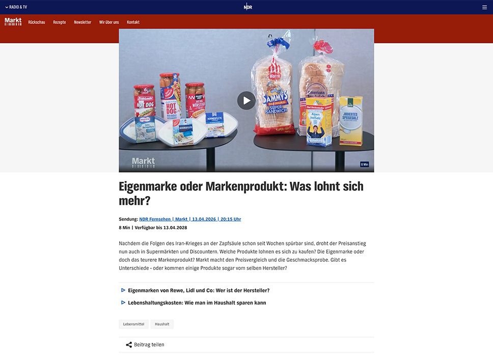NDR Eigenmarke oder Markenprodukt
