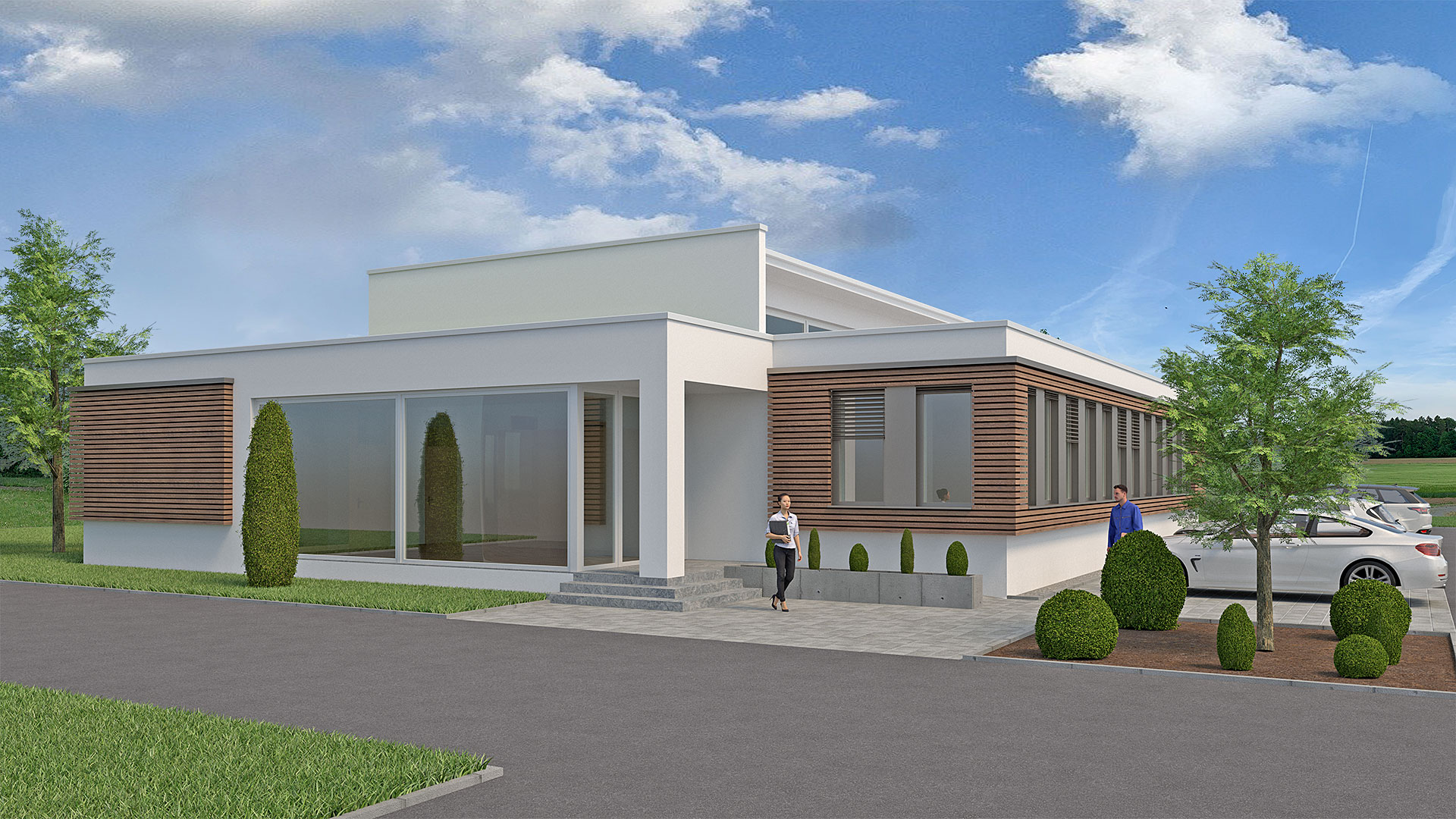 Firmengebaude in 3D.