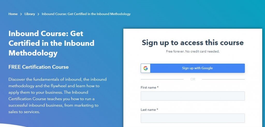 Inbound marketing course, hubspot