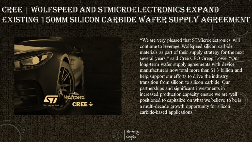 CREE prolongs SiC supply agreement with STMicroelectronics