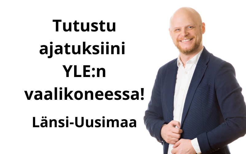 Kuva Markus Södermanista ja linkki YLE:n vaalikoneeseen.