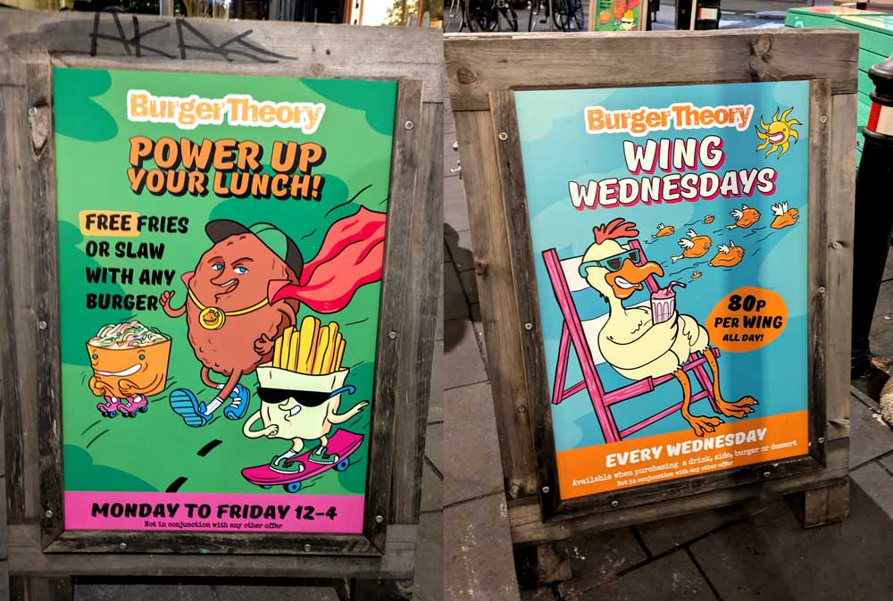 burger theroy restaurant a boards