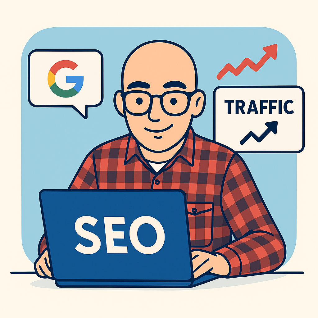 Martin Parvanov в plaid риза, илюстрация към статия за SEO оптимизация