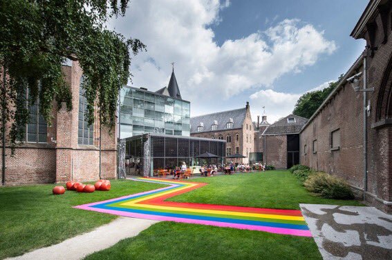 Central Museum Utrecht - Rainbow Crosswalk installed in 2013 for Pride Month in their garden setting.