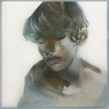 'Portret van een jongen' - 50x50cm - acrylverf op doek-VERKOCHT