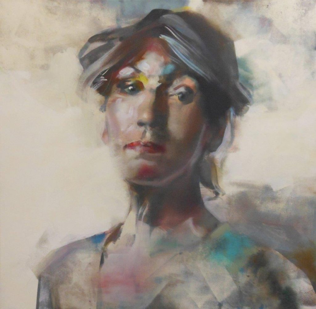 'Dame uit Nijmegen' 80x80 cm Acrylverf op doek - In opdracht - VERKOCHT