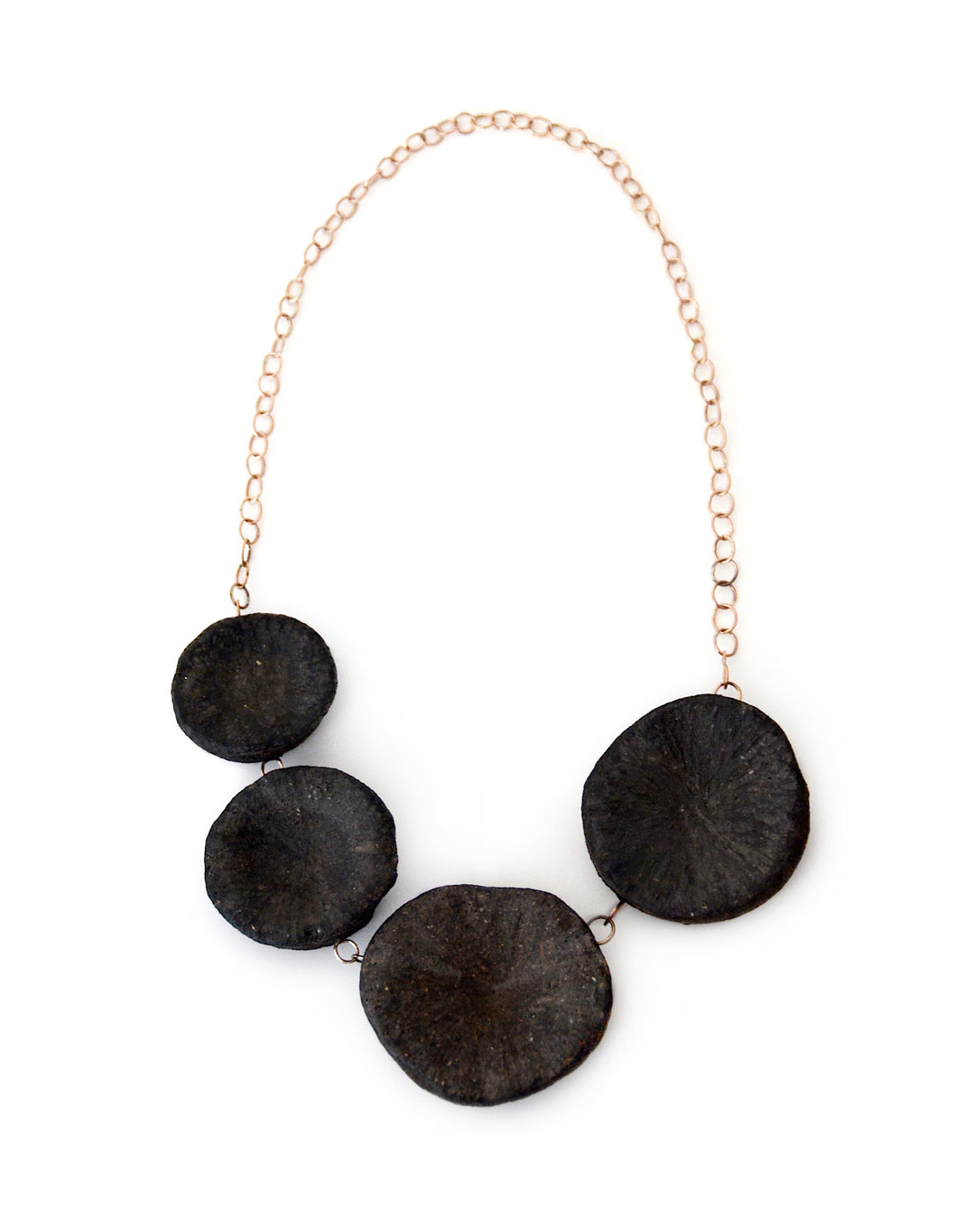 Carmen Hauser, Erdmulden, 2014, necklace; soil, resin, 8ct rose gold, silver solder, 290 x 170 x 25 mm, €2375