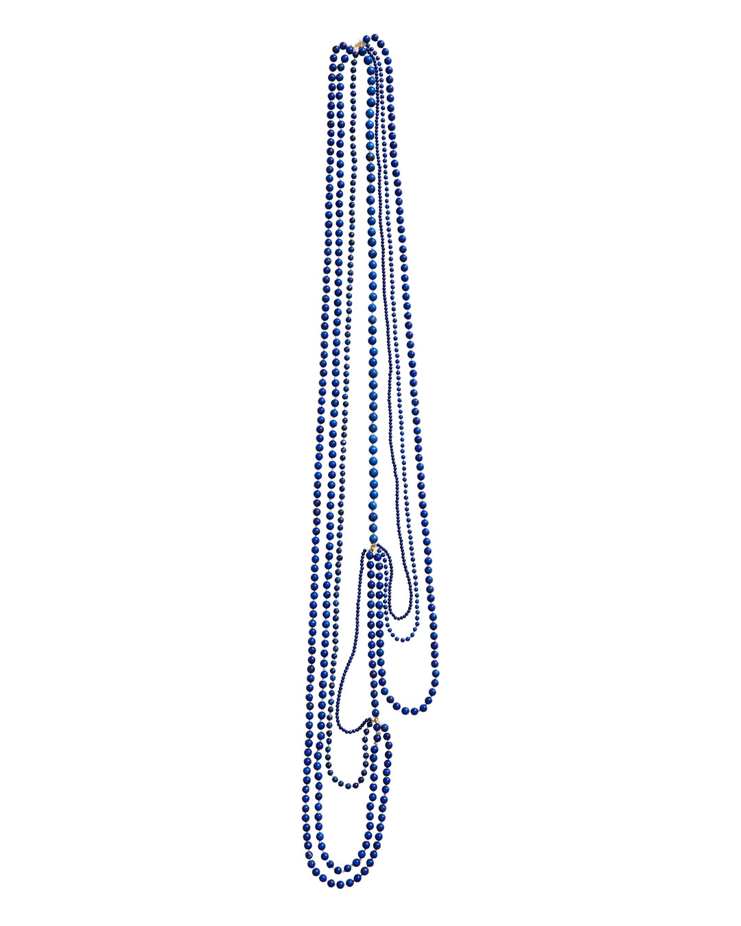 Annelies Planteijdt, Mooie stad - Blauwe water (Beautiful City - Blue Water), 2020, halsketting; lapis lazuli, 18 kt goud, garen, 900 mm, €3950