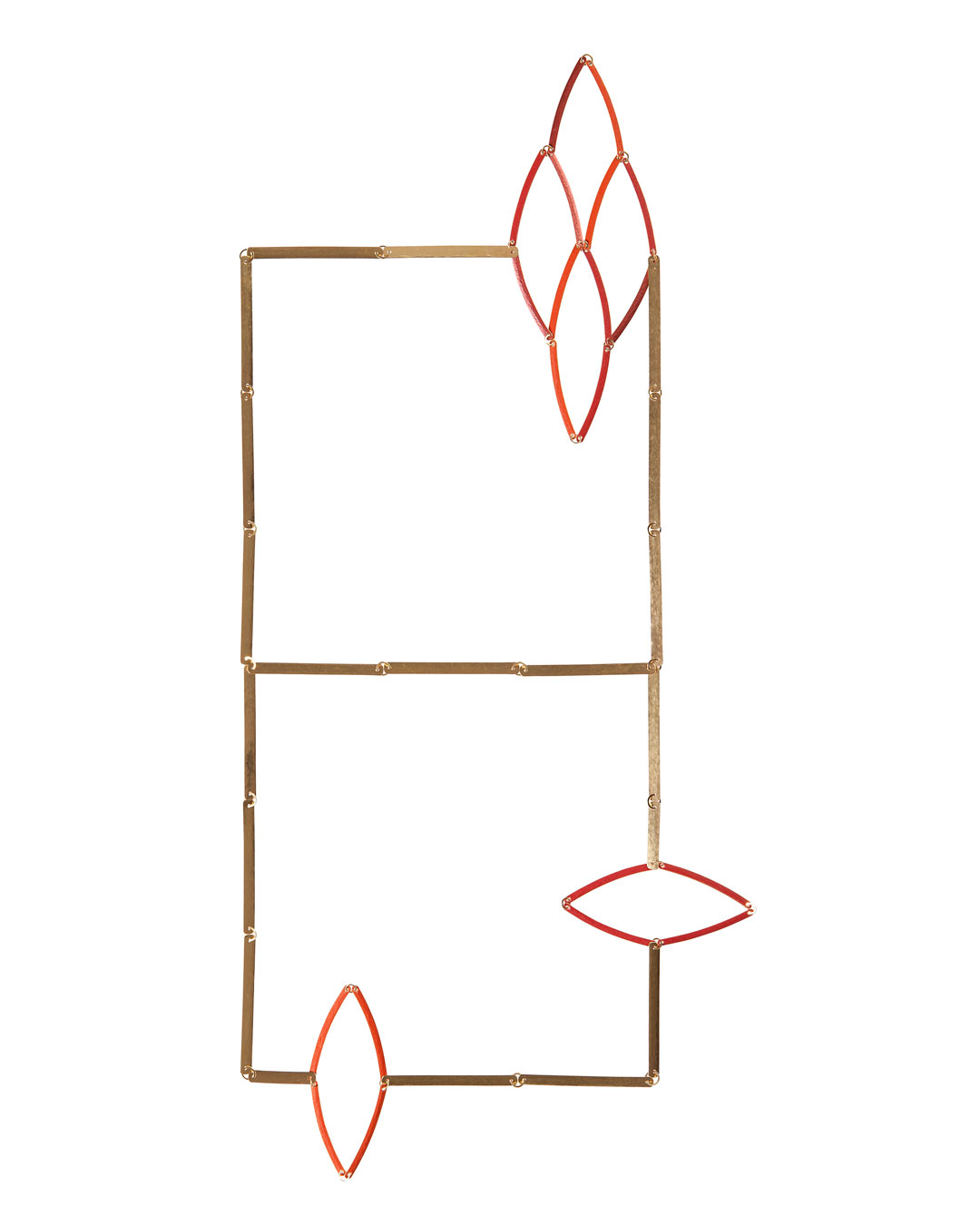 Annelies Planteijdt, Mooie stad - Rode kristallen, 2015 (1/5), halssieraad; goud, pigmenten, 630 x 120 x 6 mm, prijs op aanvraag (afbeelding 1/2)