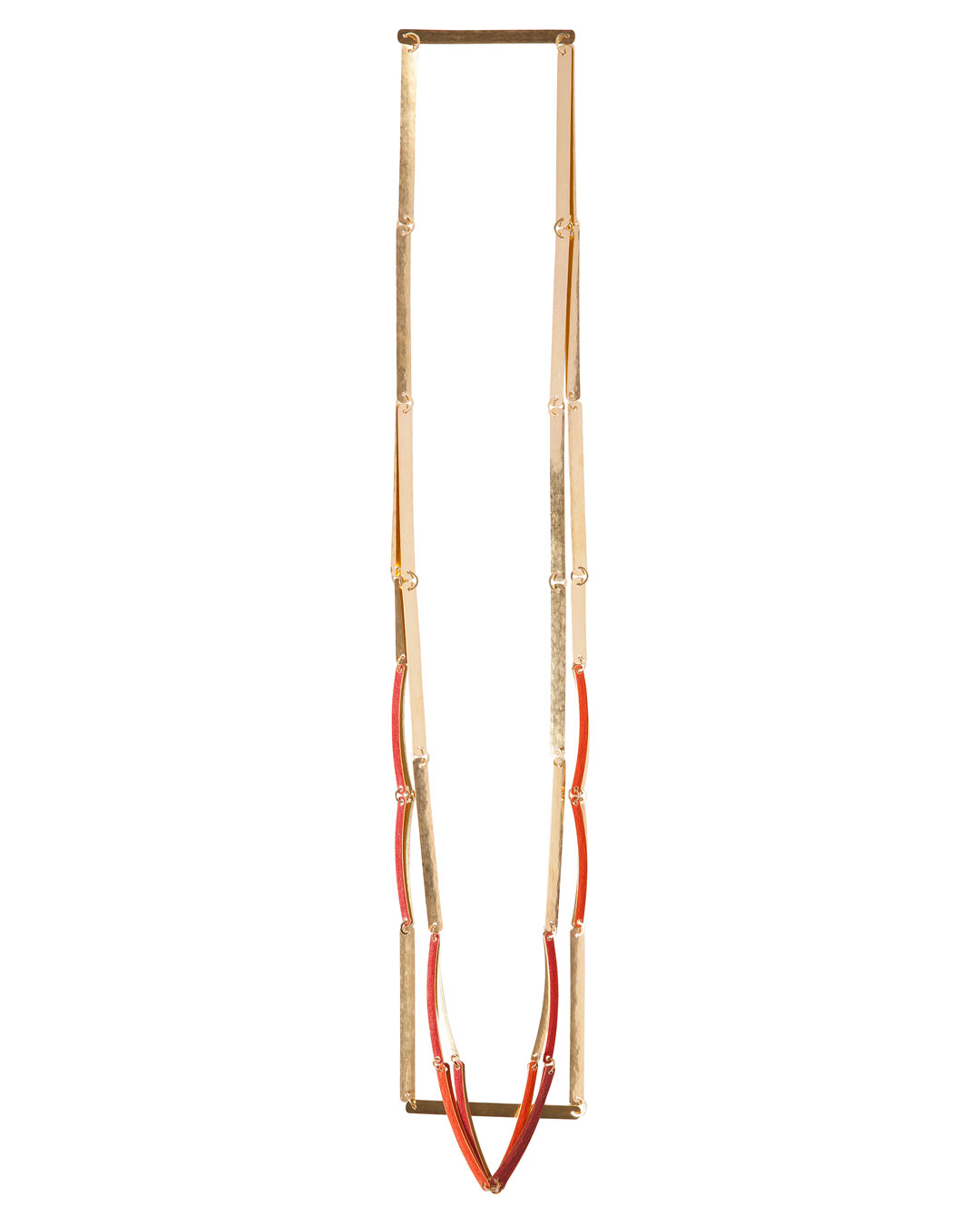Annelies Planteijdt, Mooie stad - Rode kristallen (Beautiful City - Red Crystals), 2015 (1/5), necklace; gold, pigments, 630 x 120 x 6 mm, price on request (image 2/2)
