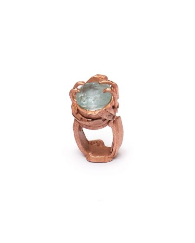 Iris Bodemer, Notizen (Notes), 2016, ring; bronze, aquamarine, 40 x 25 x 25 mm, €1250