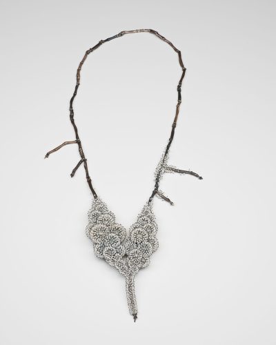 Sam Tho Duong, Frozen, 2018, necklace; silver, freshwater pearls, nylon, price on request