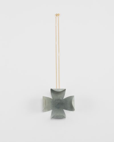 Lucy Sarneel  + #11, 2020  pendant, zinc, acrylic paint, varnish, gold plated silver  70 x 70 x 30 mm