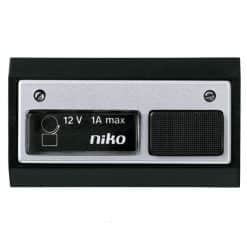 Beldrukknop 12V AC 1A, met lamp, zwart aluminium