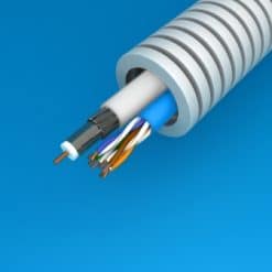 Flex voorbedrade buis 20mm + datakabel U/UTP6 + TRI6 Coax ( rol 100 meter )