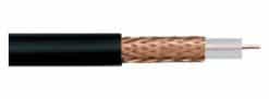 Coax 75 Ohm PVC zwart massief verkoperd staal 6,15mm (per metr)